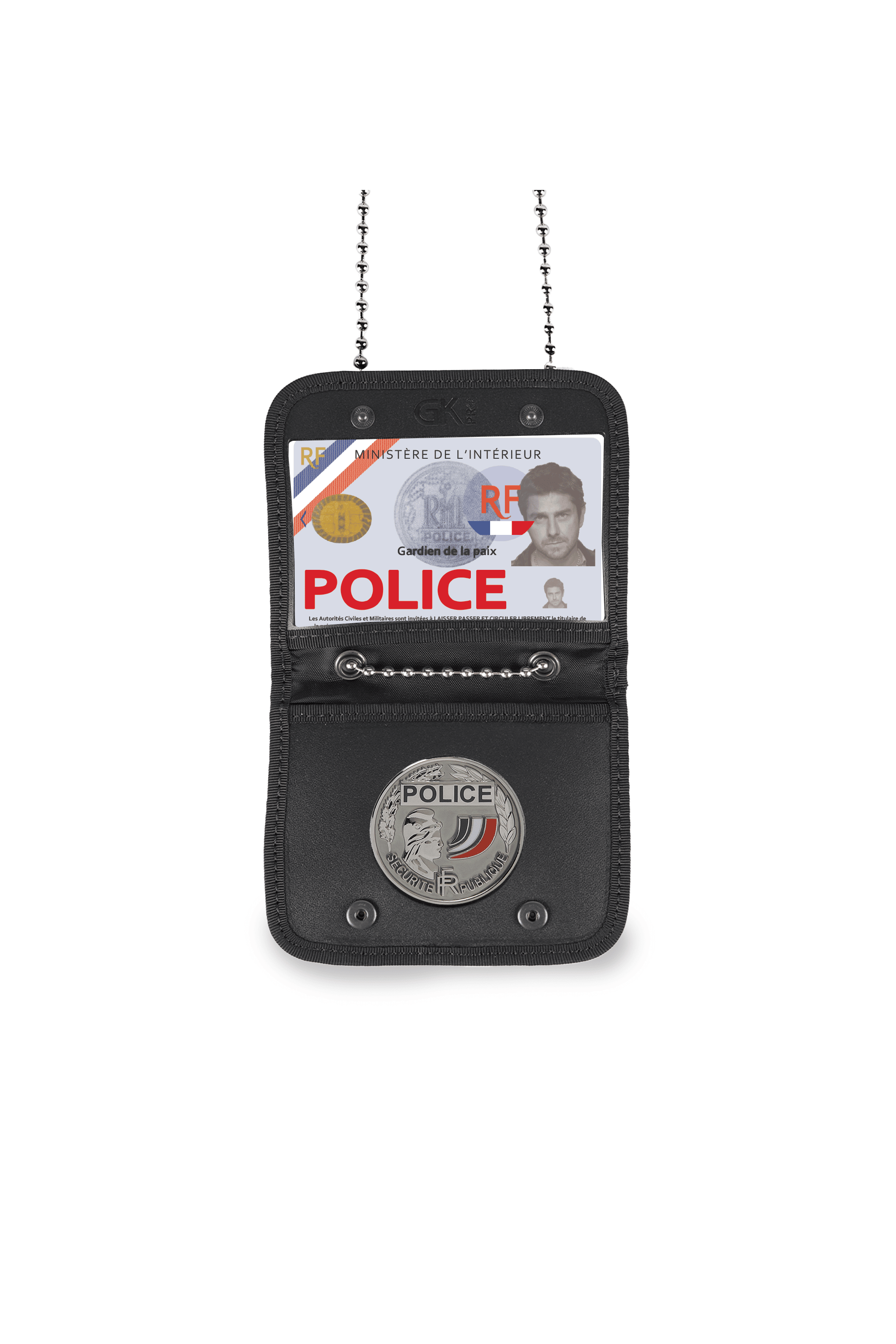 Porte carte LBDLS tour de cou avec chaînette pour médaille diam. 5c