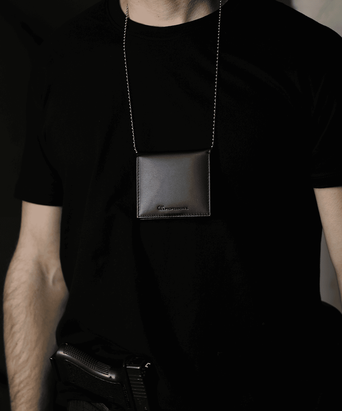Porte-carte tour de cou avec chaînette Police + porte-médaille de ceinture  cuir